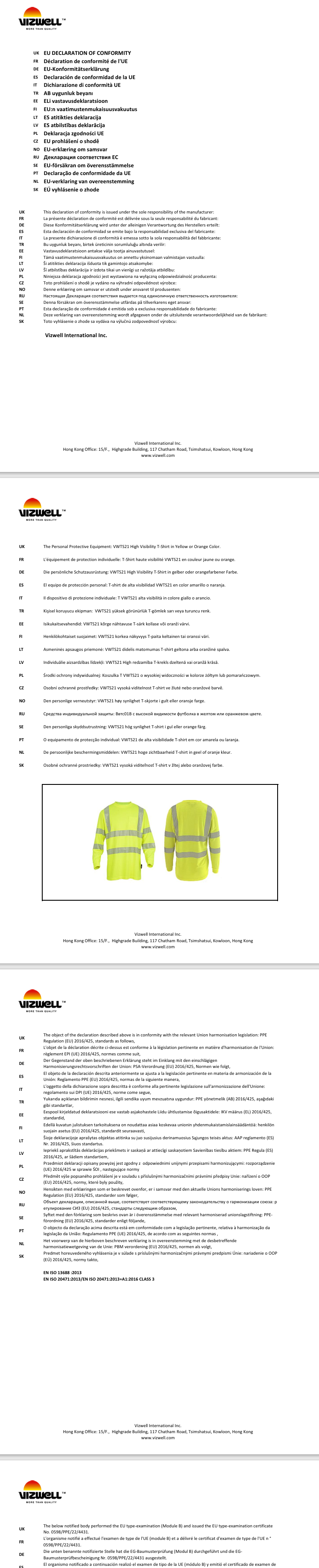 Bulldog t-skjorte langermet,  Synlighet kl. 3