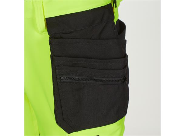 Bulldog stretchbukse, gul/svart   Håndverkbukse, synlighet kl. 2