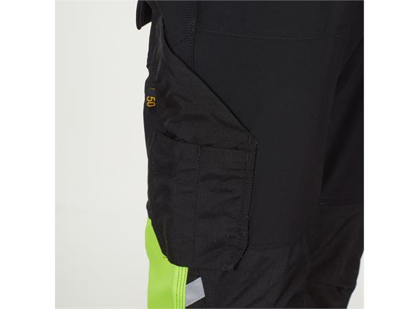 Bulldog stretchbukse, svart/gul, Servicebukse, synlighet kl. 1 Vår bestselger