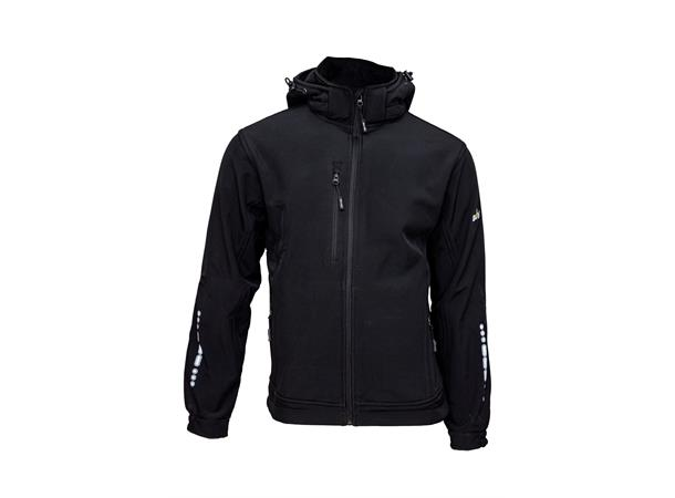 Bulldog softshelljakke, svart, Vannavisende og avtagbar hette